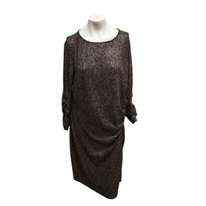 Anthology Sparkle Holiday Party Long Sleeved Rouched Dress Gala Cruise Shimmer